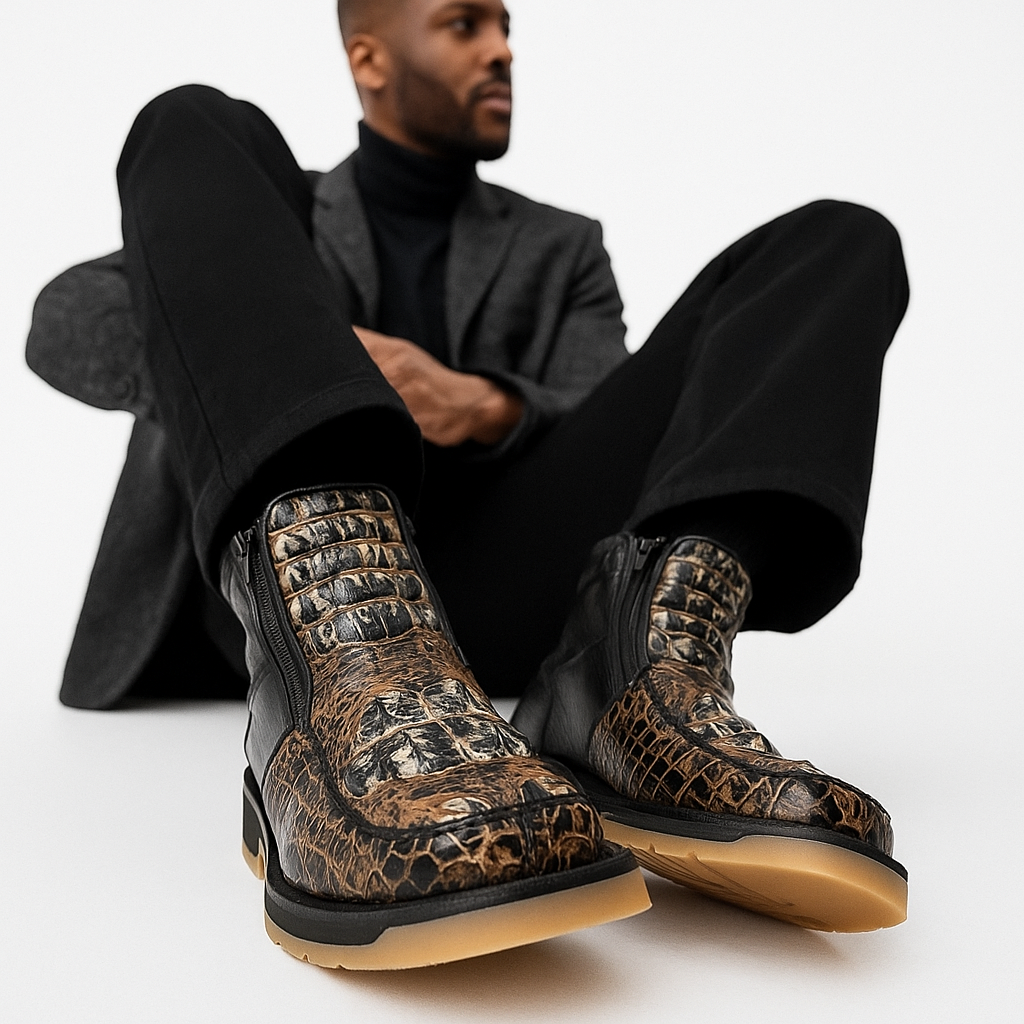 Sobek Leather – One-of-a-Kind Alligator Hornback & Ostrich Boots | Men’s 10 US (29 cm)