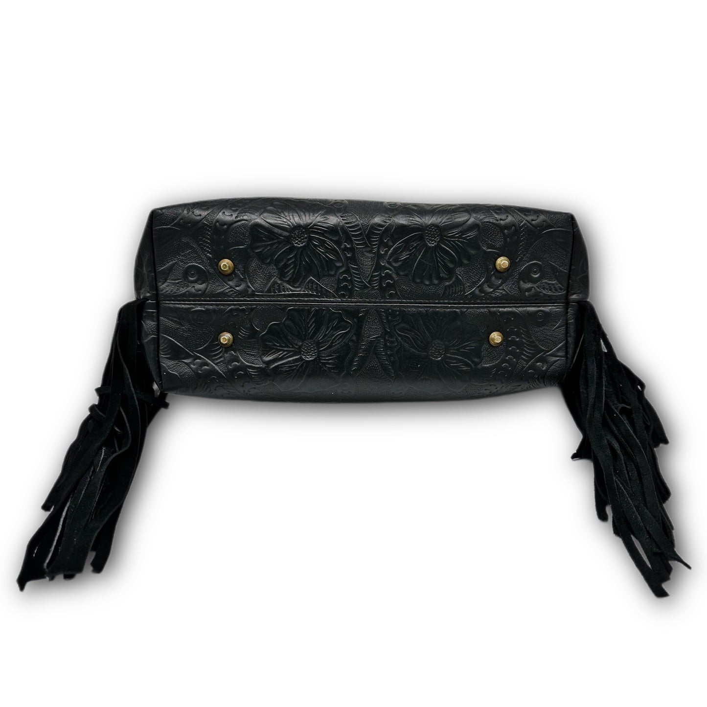 Black and White Cowhide Boho Chic Tote Bag with Fringe