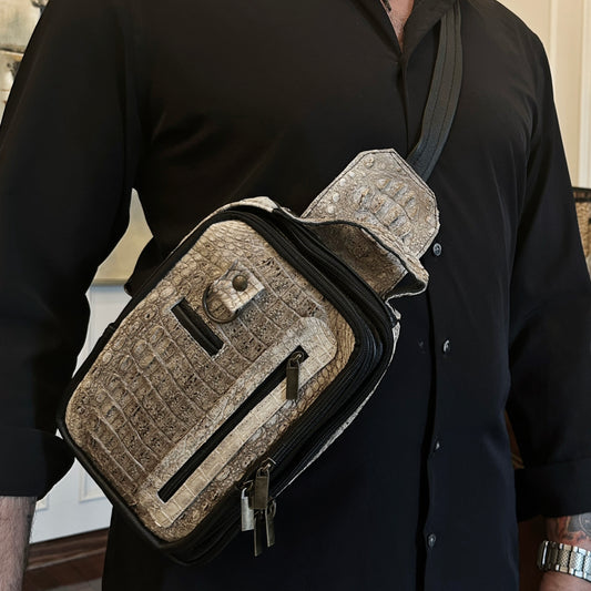 men's hornback alligator sling bag