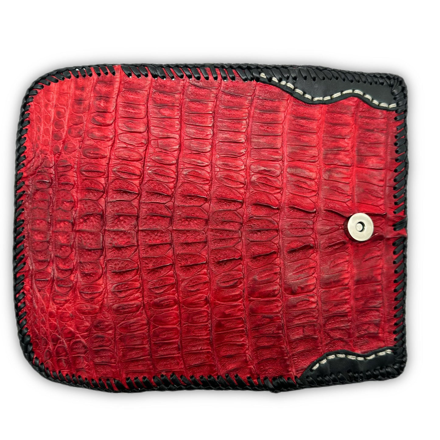 Trifecta Alligator Clutch in Carmine Red