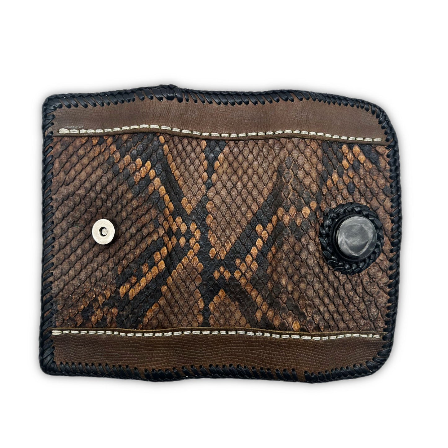 Trifecta Snakeskin Clutch in Taupe