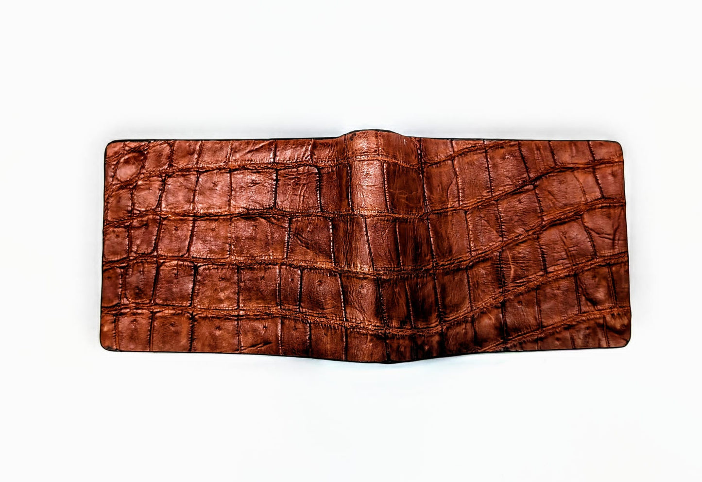 Copper Alligator Leather Western Wallet, Bifold Wallet, 6 card slot, Handmade Western Wallet, Cowboy Wallet