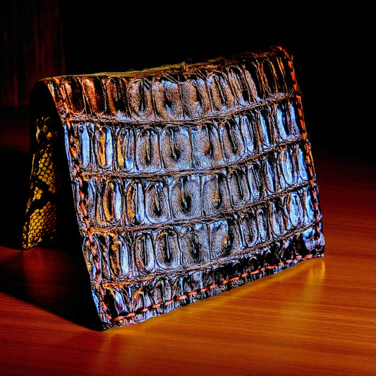 Genuine Alligator Tail & Snakeskin Wallet – Slim Exotic Bifold | Handmade by Sobek