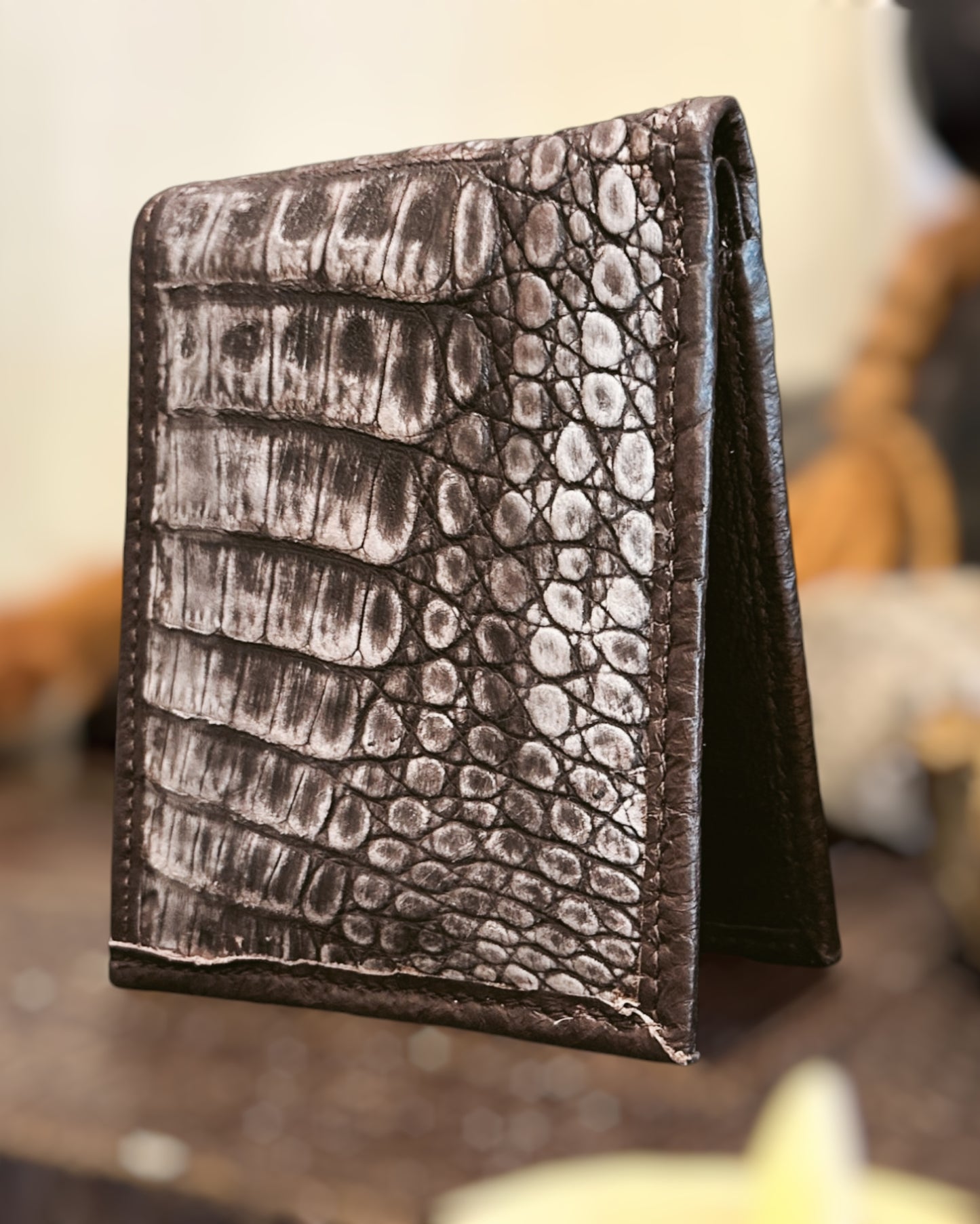 Nobuck Brown Alligator Wallet