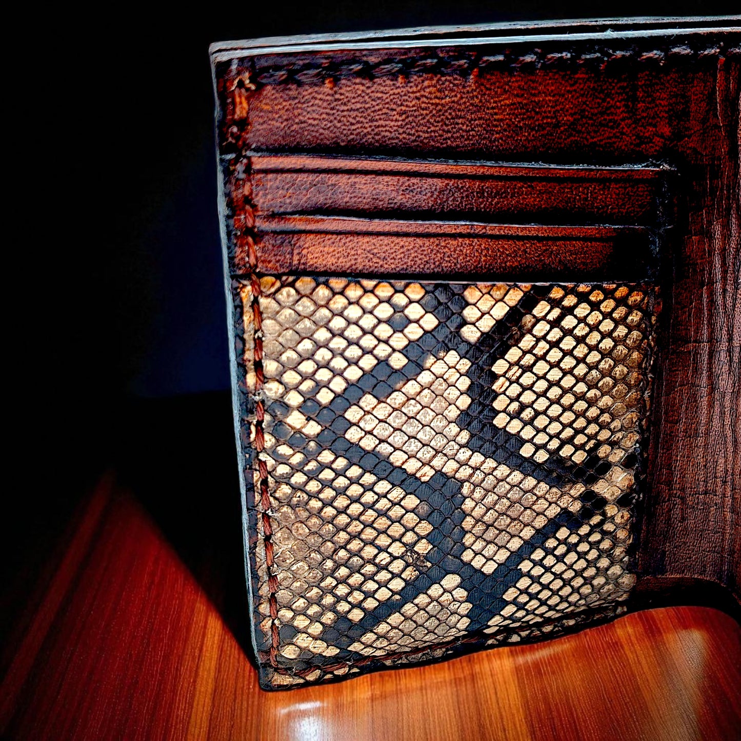 Genuine Alligator Tail & Snakeskin Wallet – Slim Exotic Bifold | Handmade by Sobek