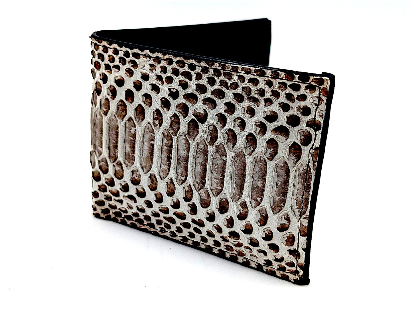 White Snakeskin Leather Bifold Wallet – 6 Card Slots – Luxury Exotic Leather Men’s Wallet