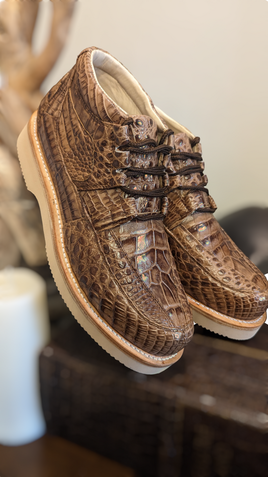 Men's Chestnut Alligator Sneaker Shoes