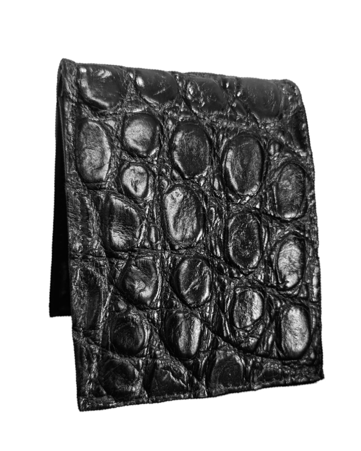 Men's Obsidian Black Alligator Leather Billfold 6 Card Slot Wallet