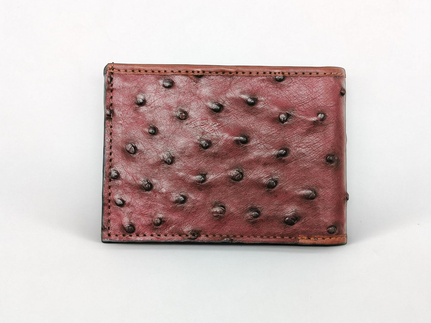 Genuine Ostrich Leather Bifold Wallet – Handmade Exotic Leather with ID Window & 6 Card Slots