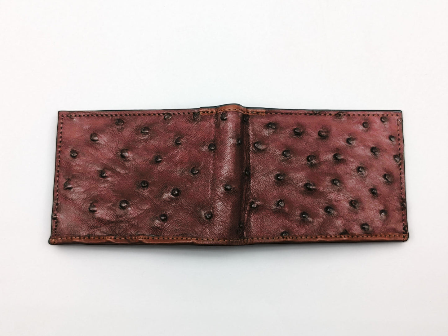 Genuine Ostrich Leather Bifold Wallet – Handmade Exotic Leather with ID Window & 6 Card Slots