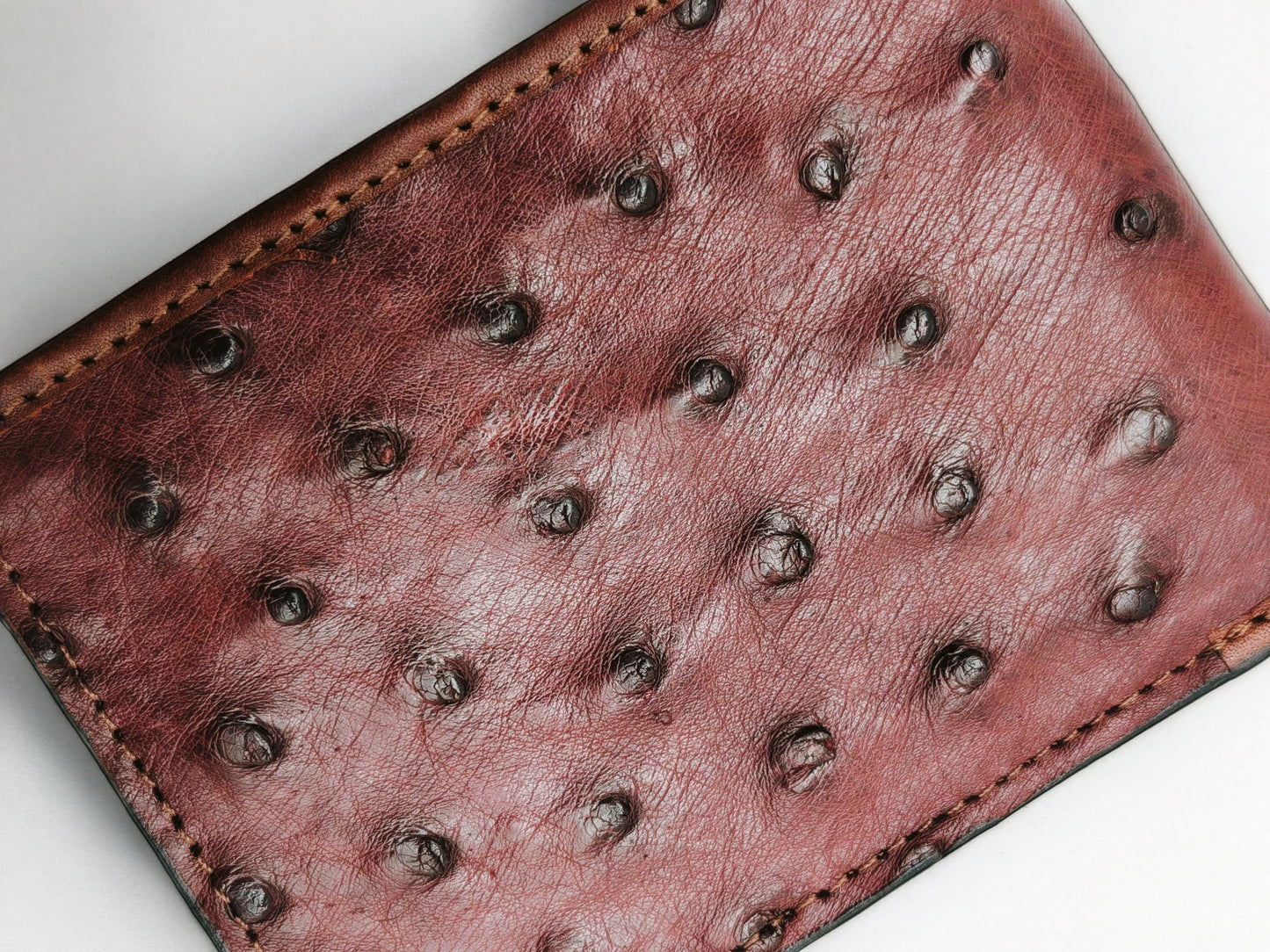 Genuine Ostrich Leather Bifold Wallet – Handmade Exotic Leather with ID Window & 6 Card Slots
