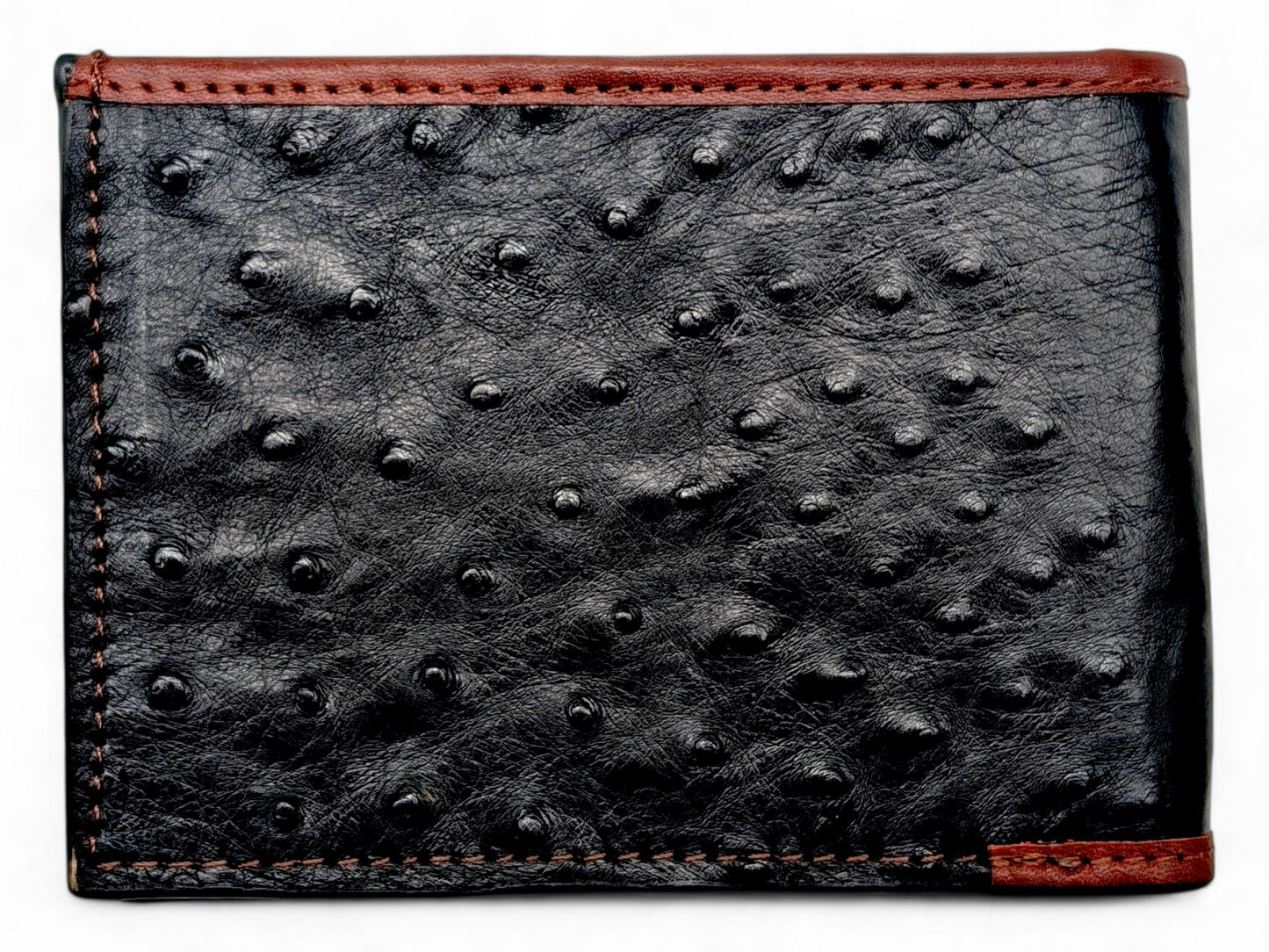 Genuine Ostrich Leather Wallet - Black Ostrich Wallet,  Men's Bifold Wallet