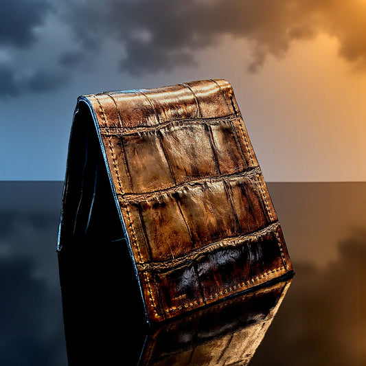 Handmade Alligator Leather Wallet – Luxury Bifold with 6 Card Slots and Dual Bill Compartment