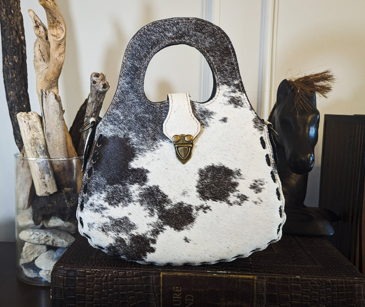 Blossom Tote in Speckled Cowhide and Woven Leather - Sobék