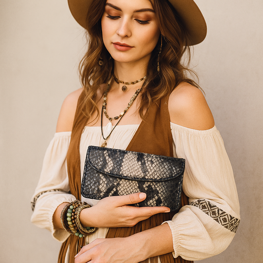 Midnight Ombre Snakeskin Clutch