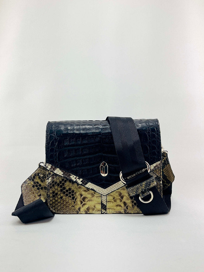 Scarab Snakeskin Crocodile Crossbody Bag