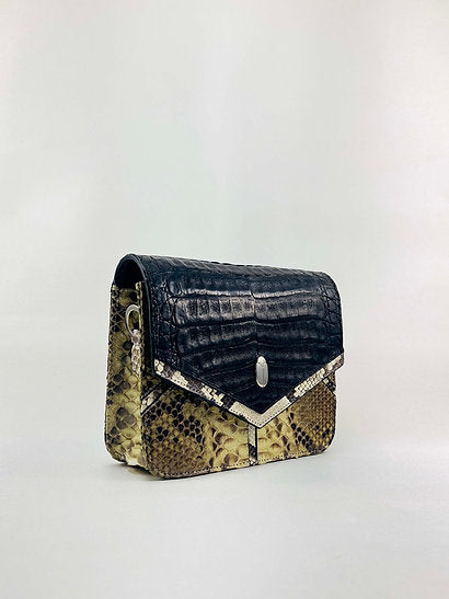 Scarab Snakeskin Crocodile Crossbody Bag