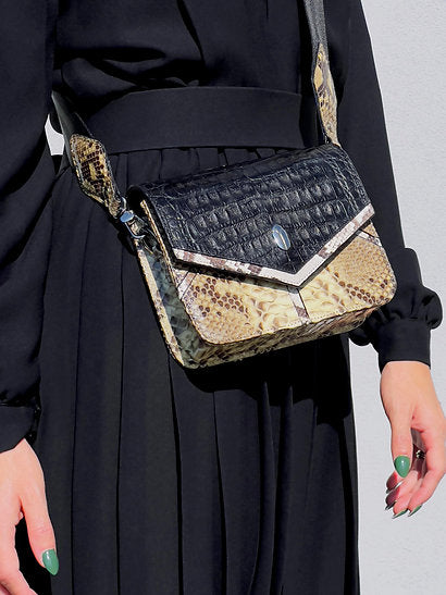 Scarab Snakeskin Crocodile Crossbody Bag