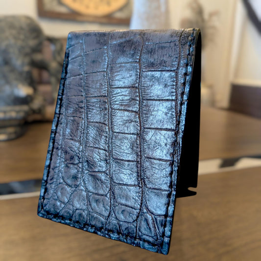Men's Alligator Snakeskin Leather Slim Profile Wallet, Billfold Wallet, 6 card slot, Handmade Western Wallet, Wallet for Men, Gift for him