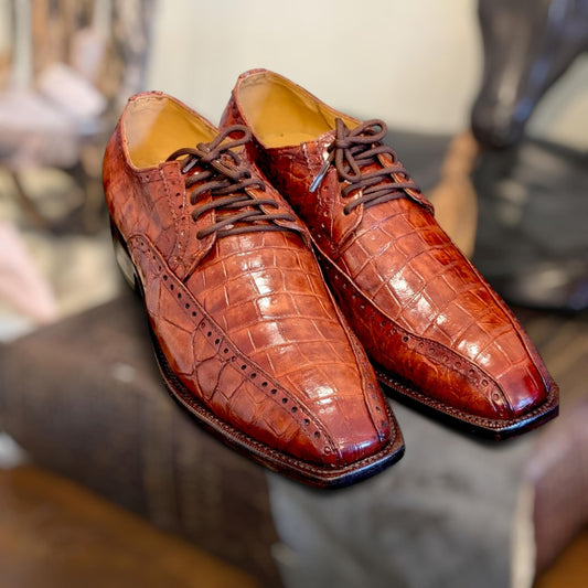 Men's Alligator Oxford Dress Shoed | Goodyear Welt| Size 11.5 US In Stock - All Others Custom Orders | Luxury Dress Shoes