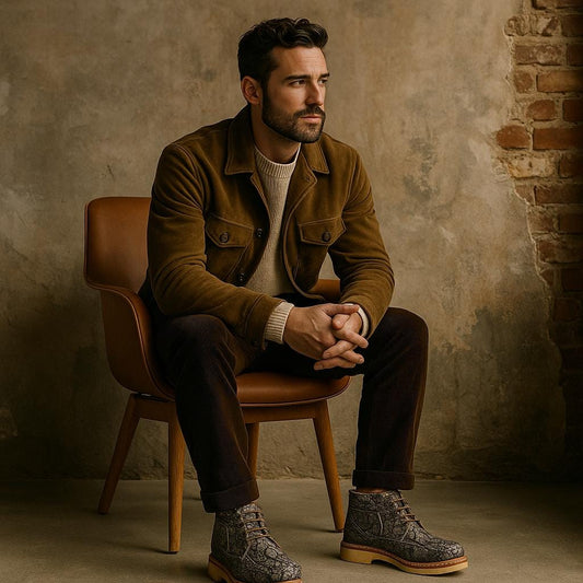 Men's Bull Hide Leather Ankle Boots, Chukka Boots, Goodyear Welt, Moc-toe Sneaker Boots, Heavy Grain, Size 10 -11 US In Stock
