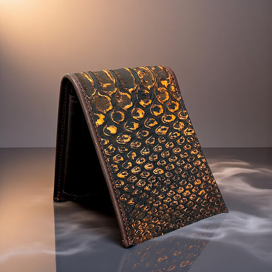 Men's Handmade Snakeskin Billfold Wallet with Window ID  Exotic Leather, 6 Card Slots, Dual Bill Compartment, Slim Wallet, Gift for him