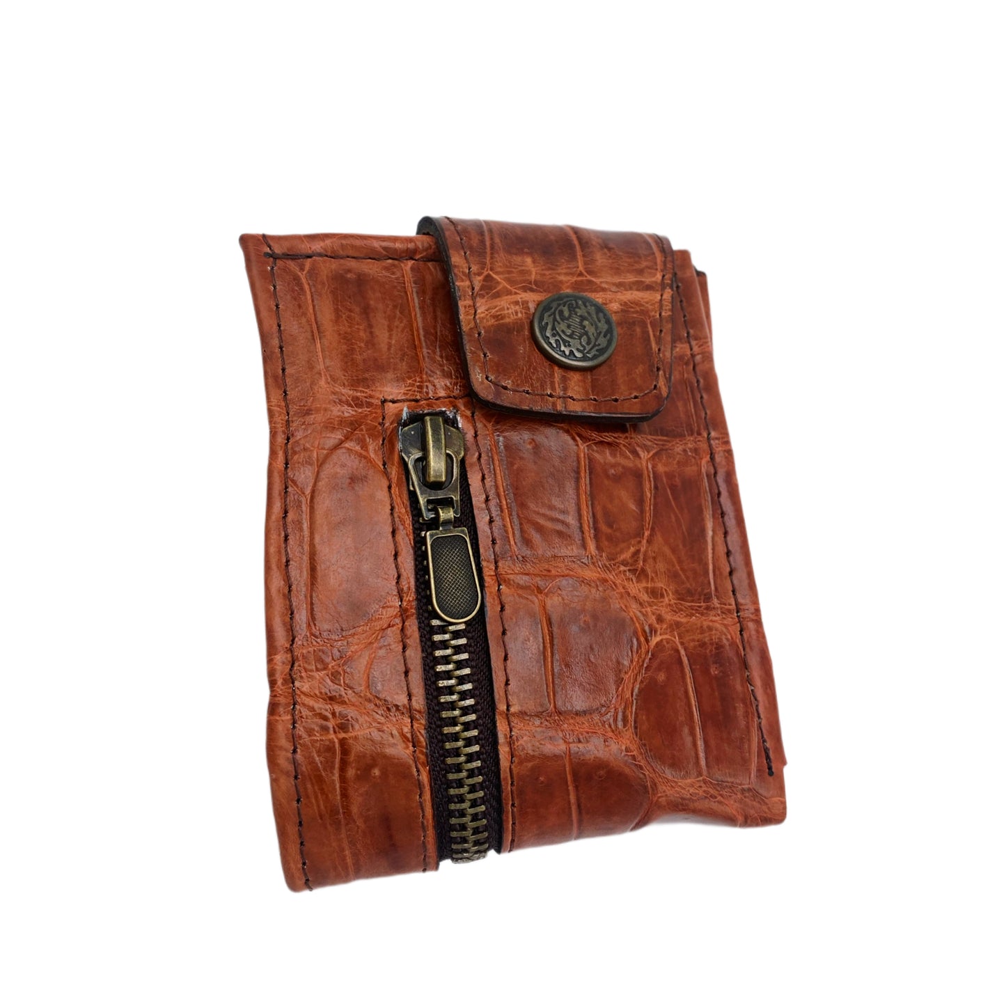 Men's Fasten Genuine Alligator Front Zipper Wallet