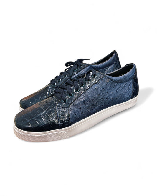 Midnight Fusion Alligator Ostrich Low Top Tennis Shoes