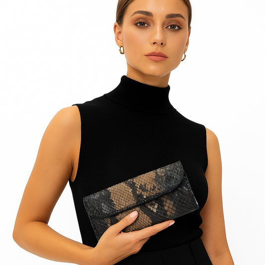 Midnight Ombre Snakeskin Clutch
